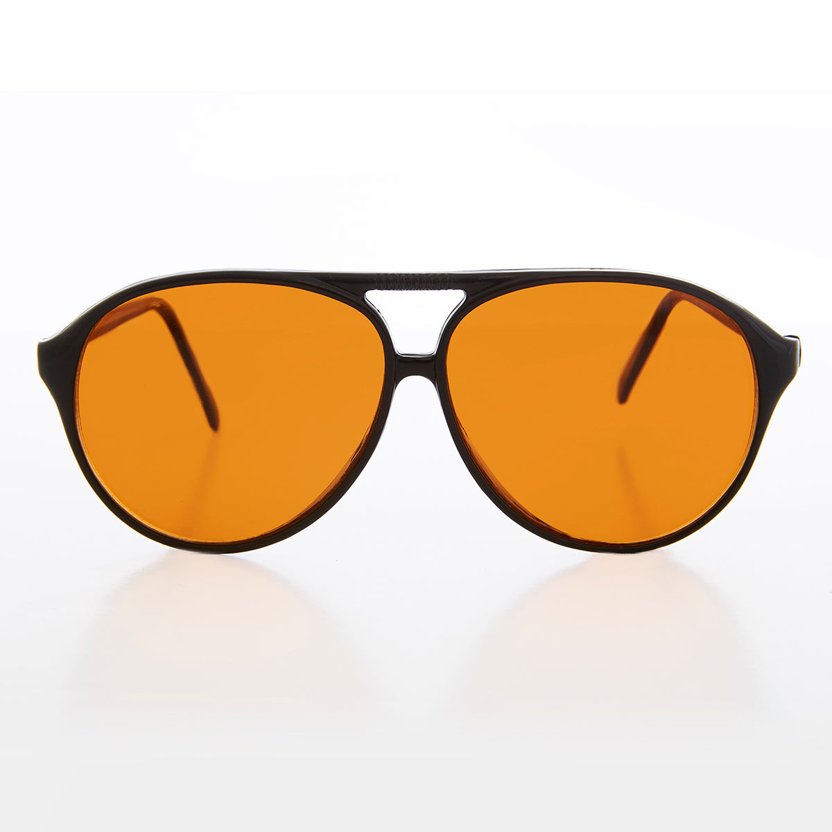 Simple Aviator Sunglass with Amber Lens Exec Sunglass Museum