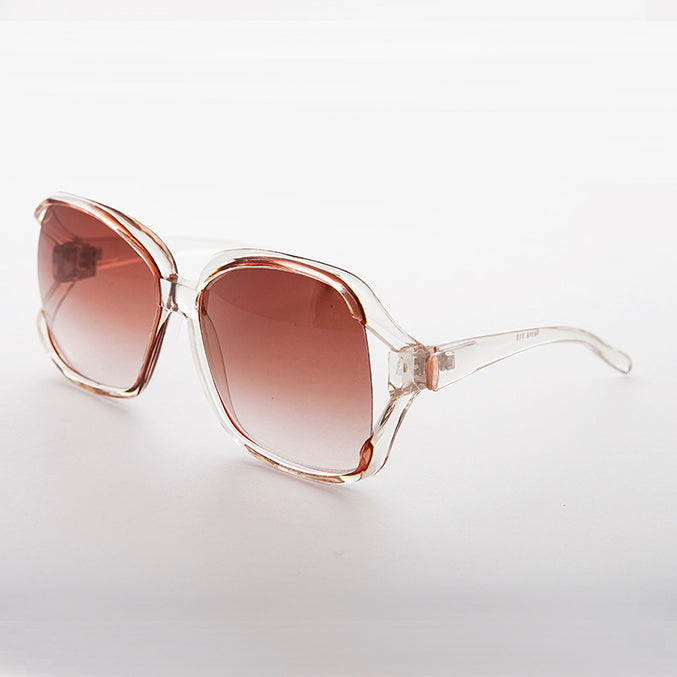 Oversized Square Clear Frame Vintage Sunglasses 