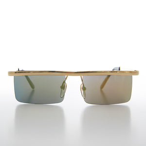 Rimless futuristic steampunk silver metal vintage sunglasses