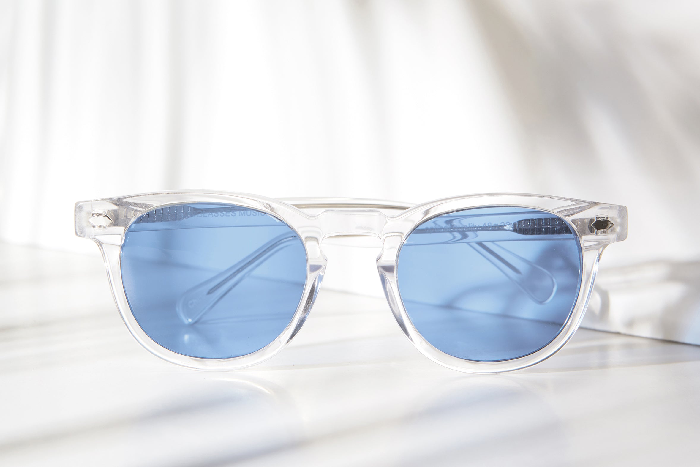 Clear Acetate Square Sunglass with Colored Lenses 