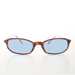 Load image into Gallery viewer, small rectangle tortoise frame sunglasses with blue lens

