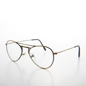Clear Lens Aviator Glasses with Brushes Bronze Finish