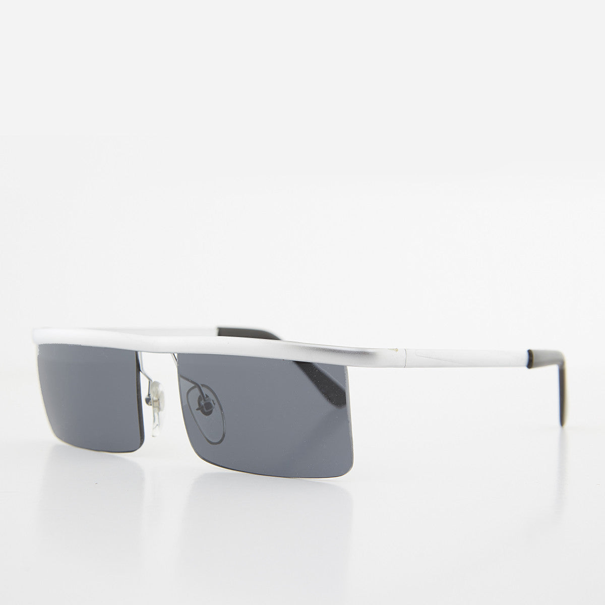 Rimless futuristic steampunk silver metal vintage sunglasses