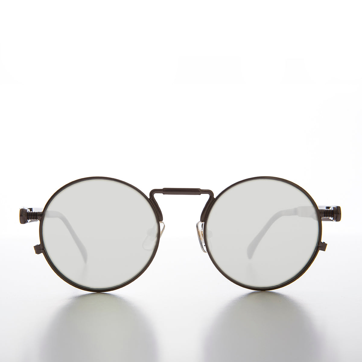 round metal steampunk sunglasses with mirror lens