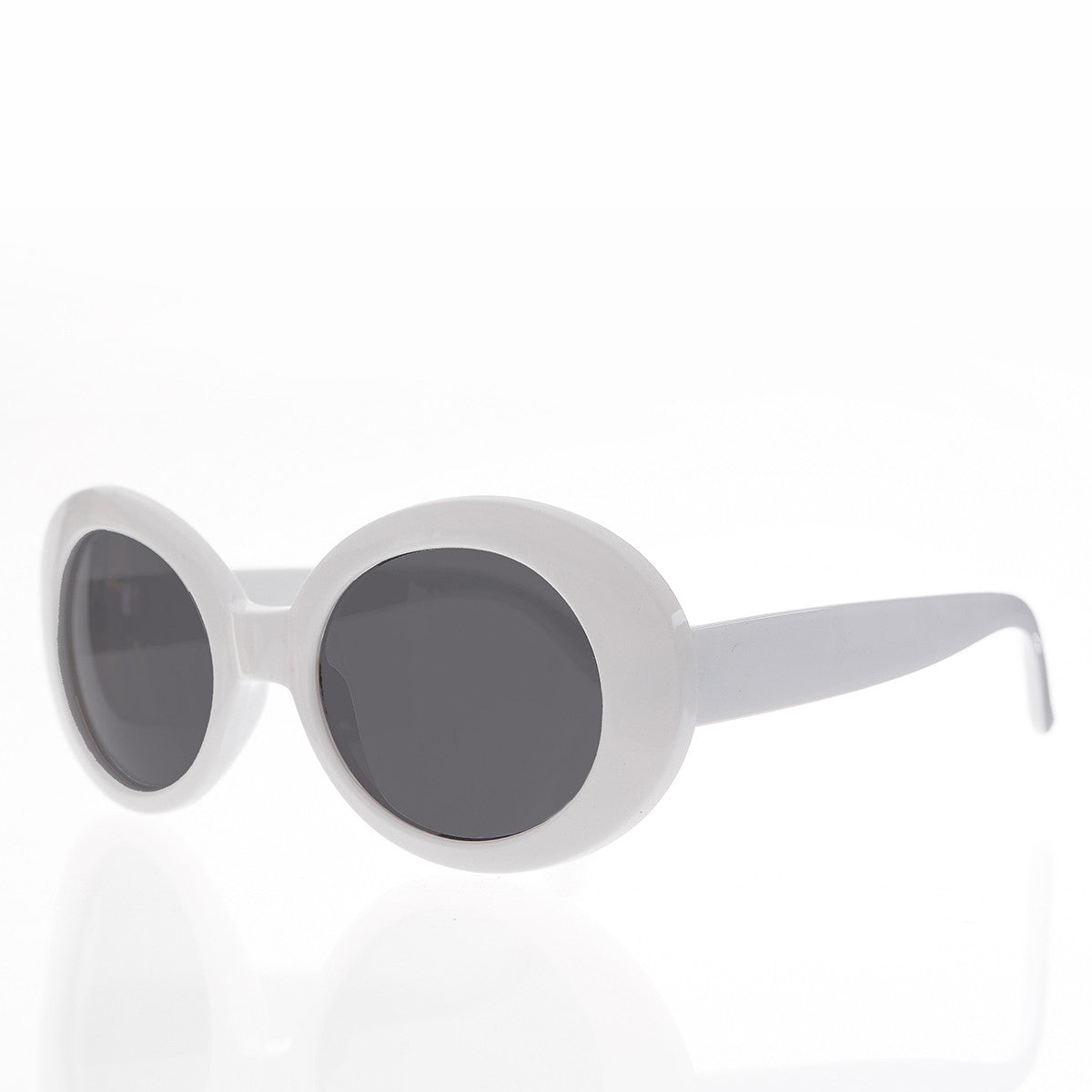 White Cat Eye Oval Clout Sunglass