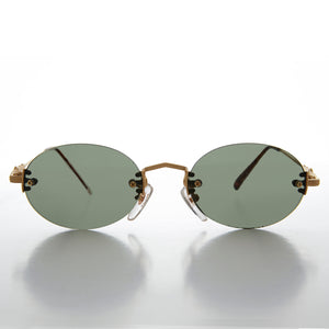 Oval Rimless Minimalistic Vintage Sunglasses 