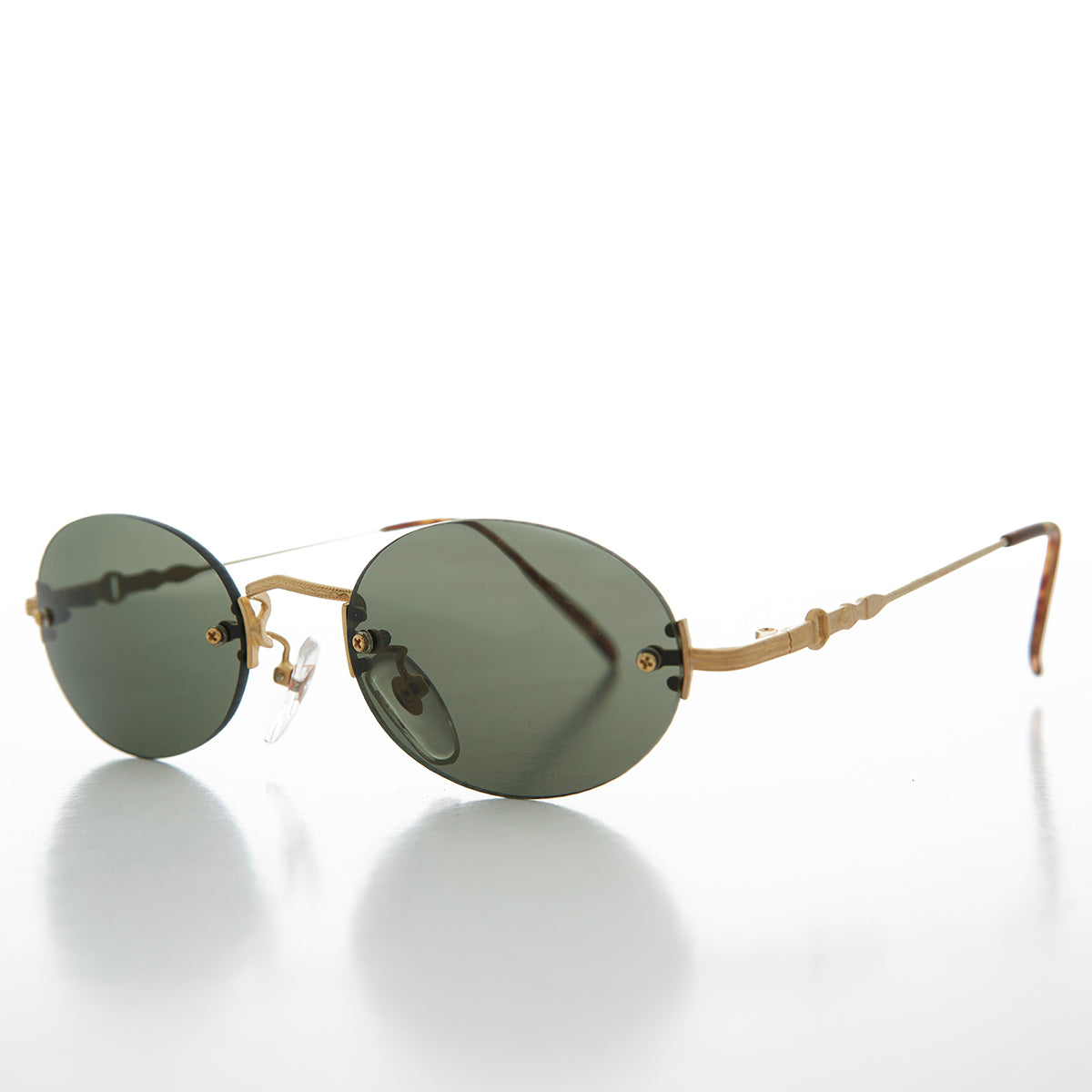 Oval Rimless Minimalistic Vintage Sunglasses 
