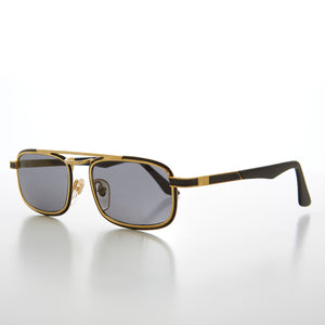 Gold Rectangular 80s Aviator Sunglasses