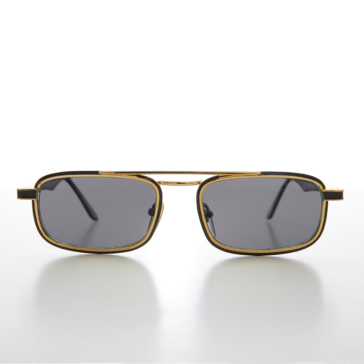 Gold Rectangular 80s Aviator Sunglasses