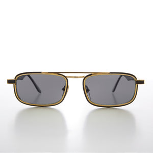 Gold Rectangular 80s Aviator Sunglasses