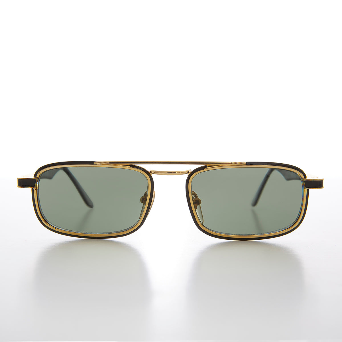 Gold Rectangular 80s Aviator Sunglasses