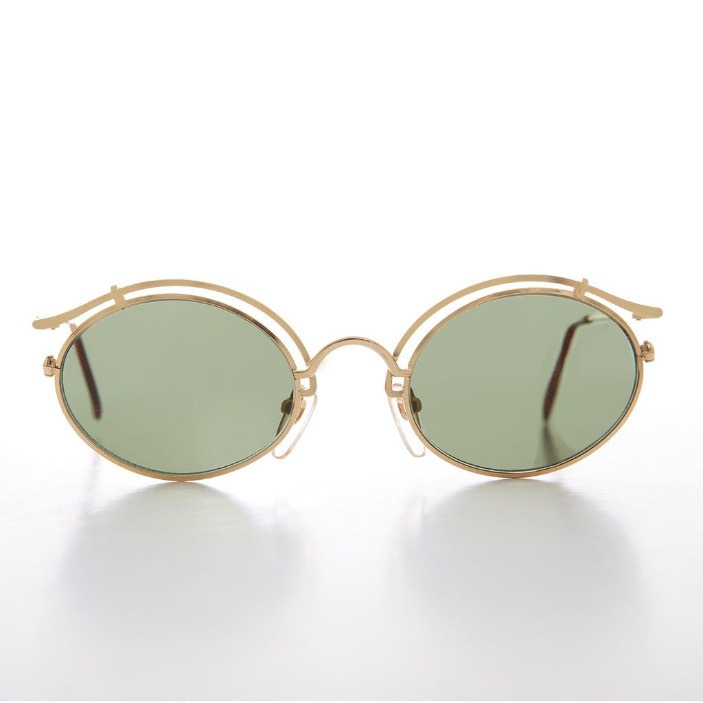 Gold Oval Eyelid Vintage Sunglasses  