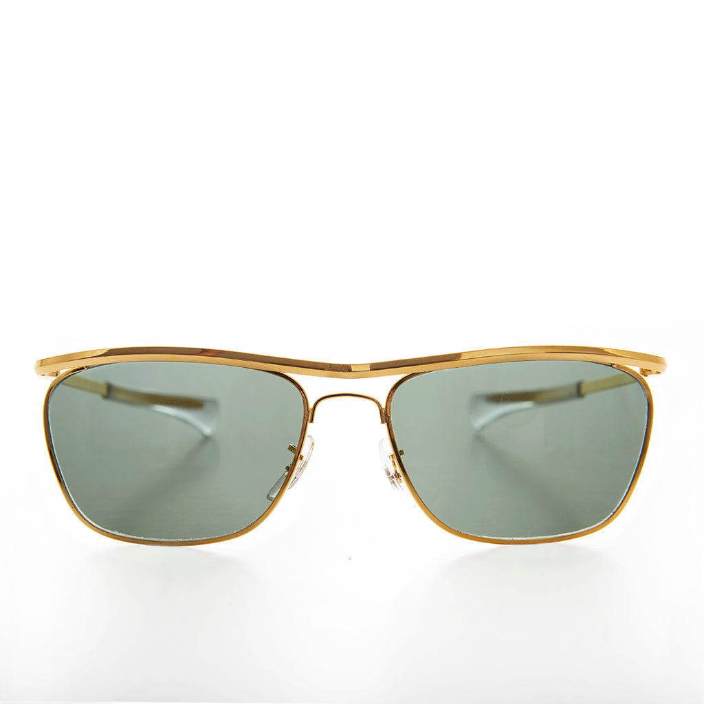 Gold 80s Biker Sunglass Glass Lens