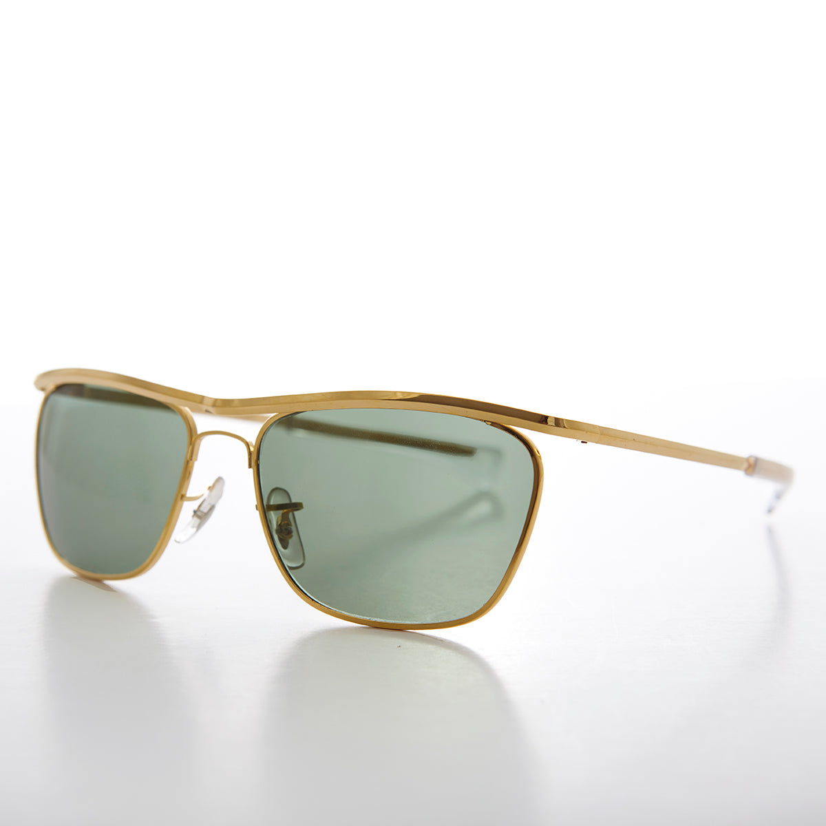 Gold 80s Biker Sunglass Glass Lens