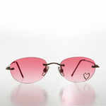 Load image into Gallery viewer, Heart Rhinestone Rimless Vintage Sunglasses

