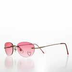 Load image into Gallery viewer, Heart Rhinestone Rimless Vintage Sunglasses
