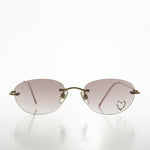 Load image into Gallery viewer, Heart Rhinestone Rimless Vintage Sunglasses
