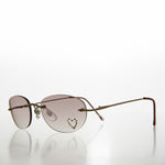 Load image into Gallery viewer, Heart Rhinestone Rimless Vintage Sunglasses
