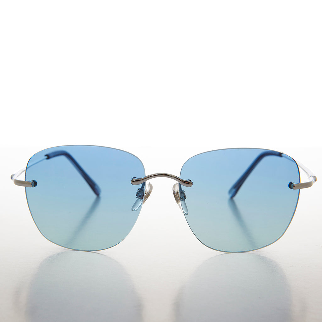 Rimless Ocean Colored Lens Women's Sunglass 