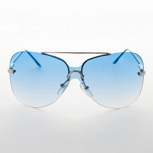 blue rimless sunglasses