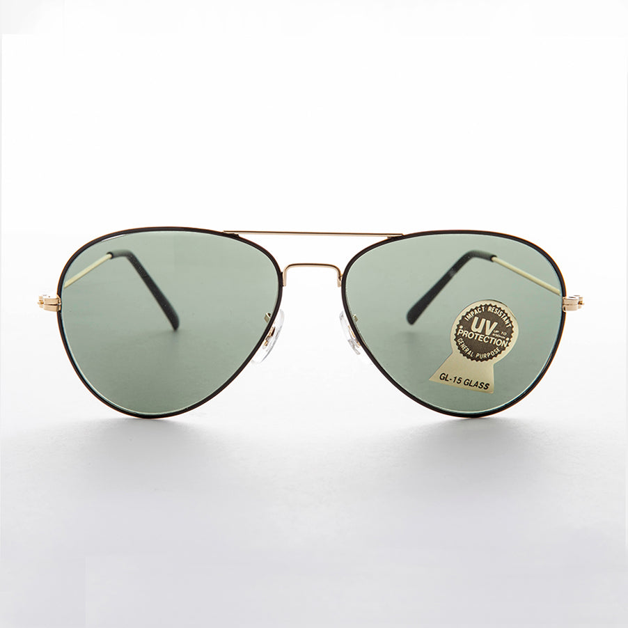 Metal Aviator Vintage Sunglass with Teardrop Glass Lens