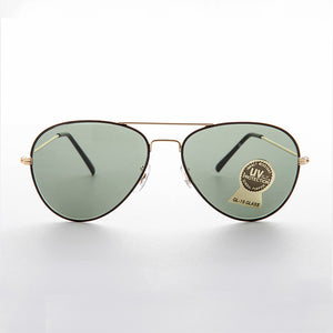Metal Aviator Vintage Sunglass with Teardrop Glass Lens
