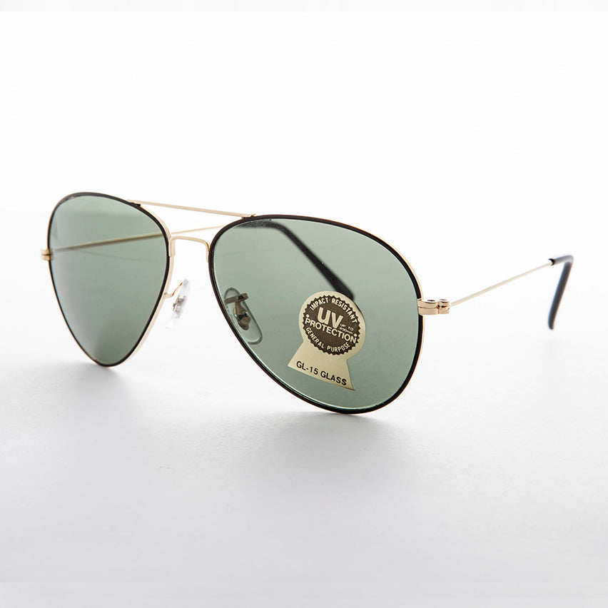 Metal Aviator Vintage Sunglass with Teardrop Glass Lens