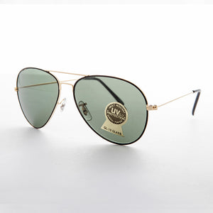 Metal Aviator Vintage Sunglass with Teardrop Glass Lens
