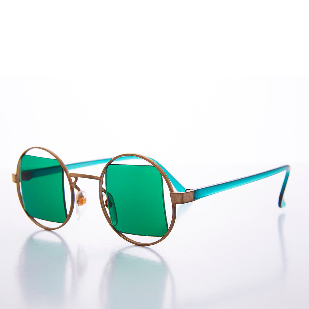 Hippy Colored Square Lens Vintage Sunglass
