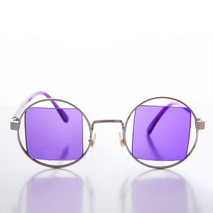 Silver Psychedelic Round Sunglasses
