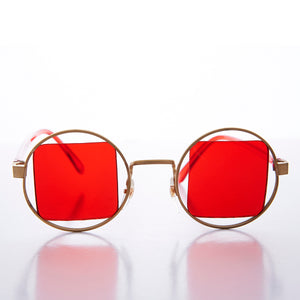 Hippy Colored Square Lens Vintage Sunglass