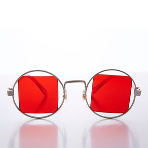Silver Psychedelic Round Sunglasses