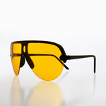 Load image into Gallery viewer, 80s One Piece Rimless Yellow Lens Aviator Sunglasses

