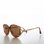 Load image into Gallery viewer, Large Women's Vintage Sunglass with Gold Accents - Fern 2
