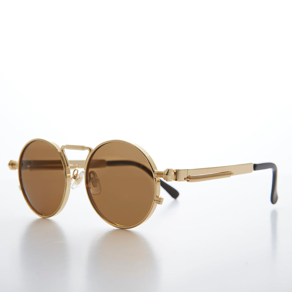 Round Gold Metal Goth Steampunk Sunglass