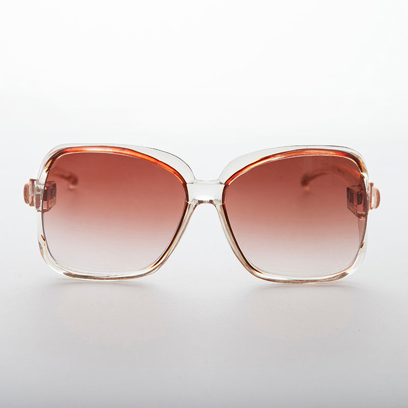 Oversized Square Clear Frame Vintage Sunglasses - Ibiza 1