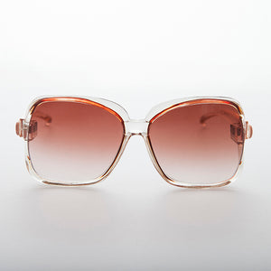 Oversized Square Clear Frame Vintage Sunglasses 