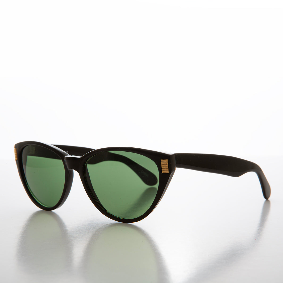 80s Cat Eye Sunglass with Gold Accents