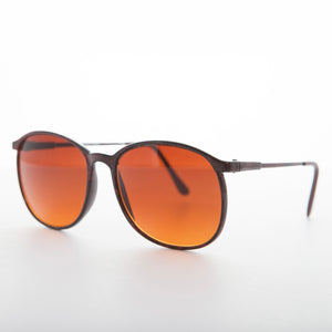 Round Vintage Sunglasses with Orange Lens - Keaton
