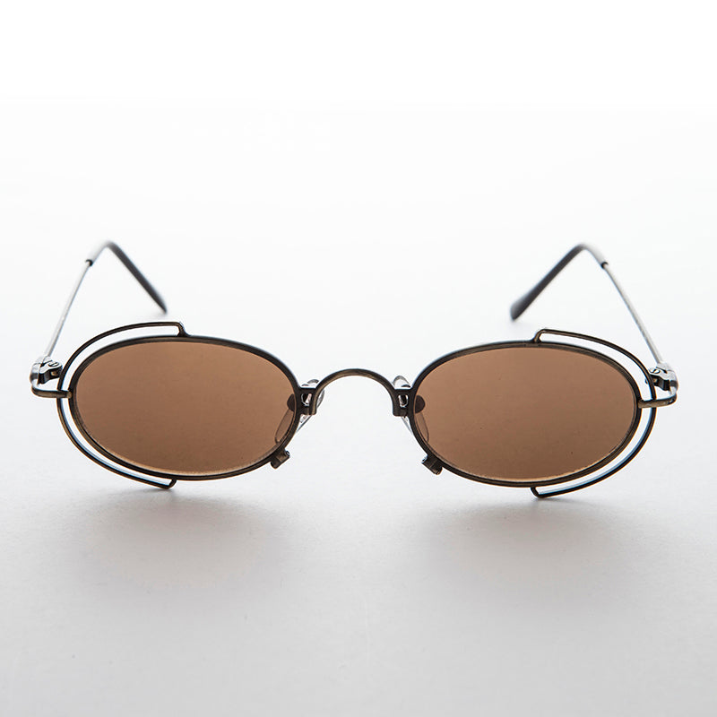 Tiny Oval 90s Metal Vintage Sunglasses 
