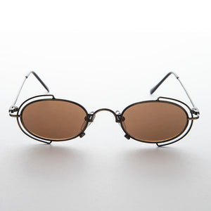 Tiny Oval 90s Metal Vintage Sunglasses 