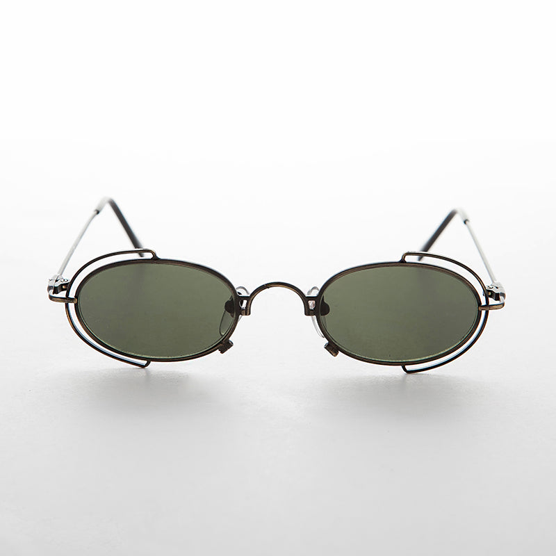 Tiny Oval 90s Metal Vintage Sunglasses 