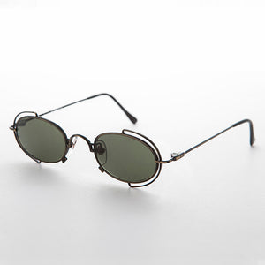 Tiny Oval 90s Metal Vintage Sunglasses 