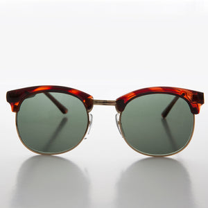 Classic Preppy Half Rim Sunglass with Glass Lens - Mickey