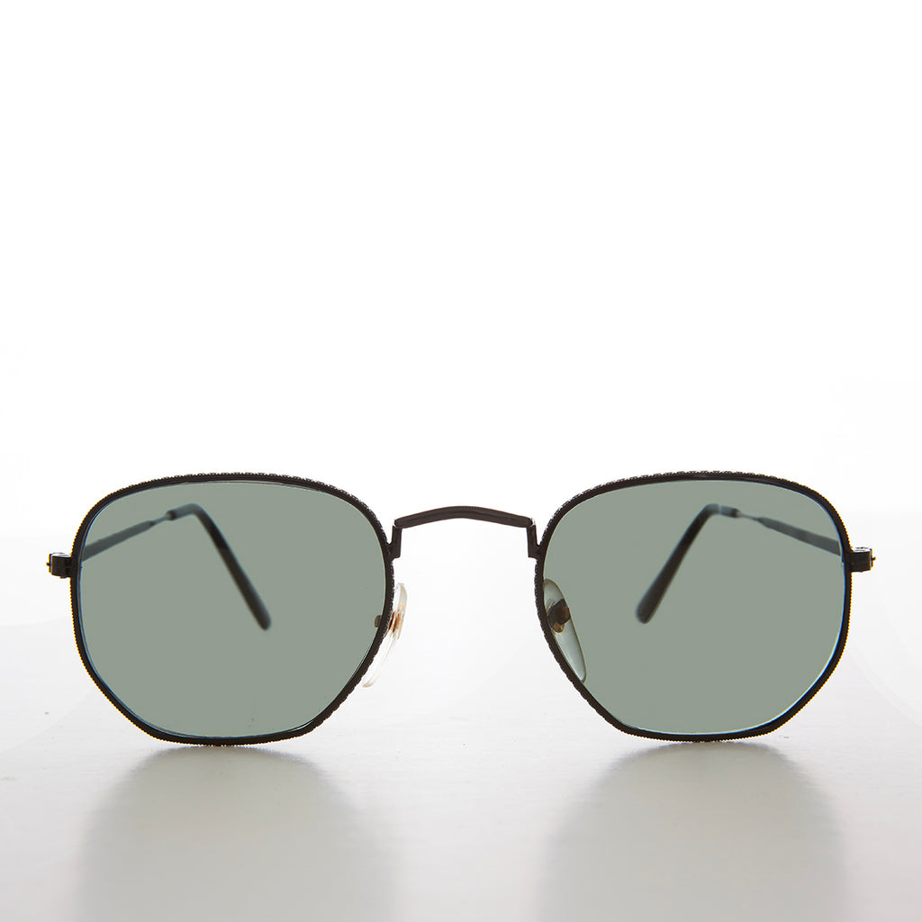 Square Metal Sunglasses with Glass Lenses