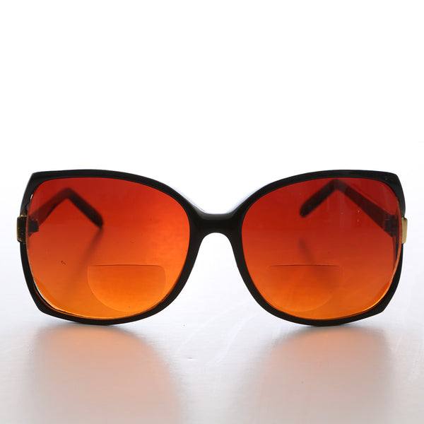 Delia Bifocal Reading Sunglasses For Women - Retro Square Frame Red/Smoke +2.50 Strength