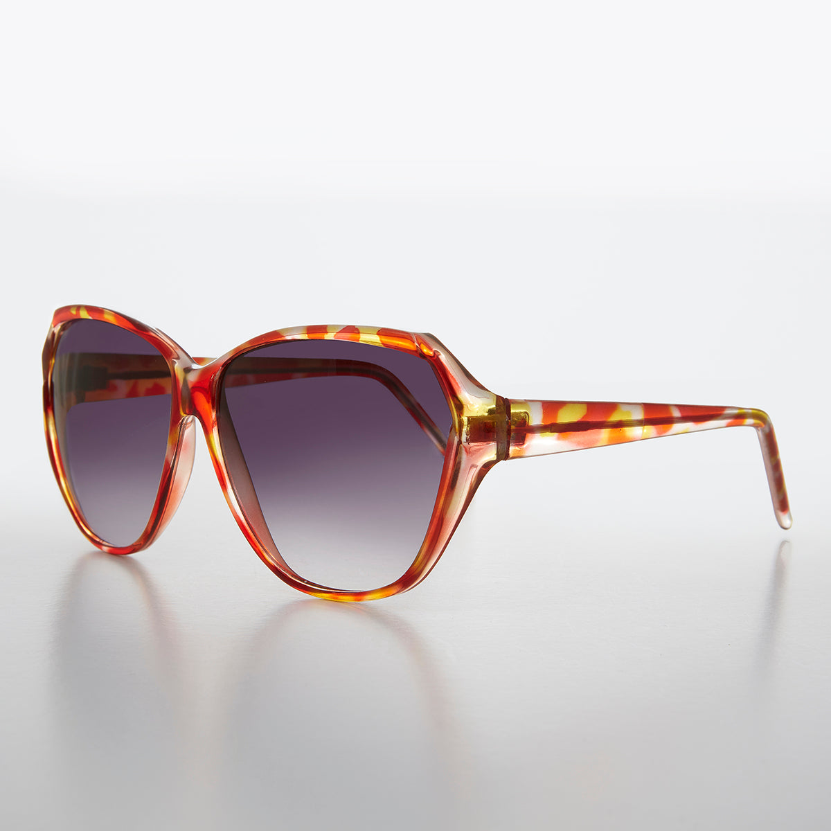 Round Oversized Colorful Butterfly Vintage Sunglass - Nessa