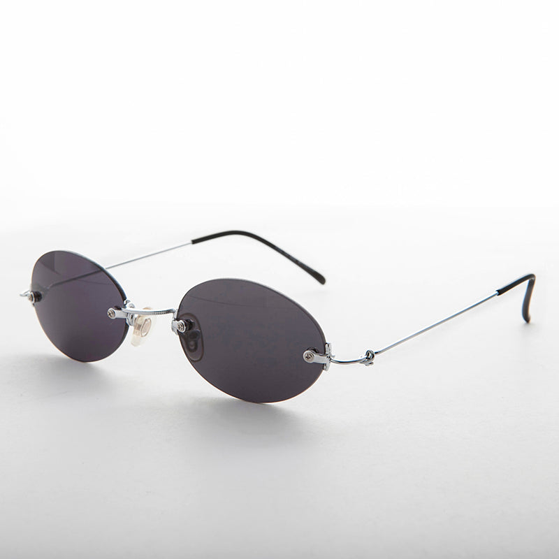 90s Vintage Rimless Oval Colored Lens Sunglass - Piper