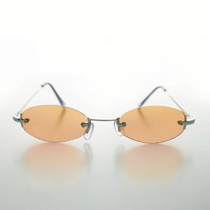 orange lens rimless sunglasses