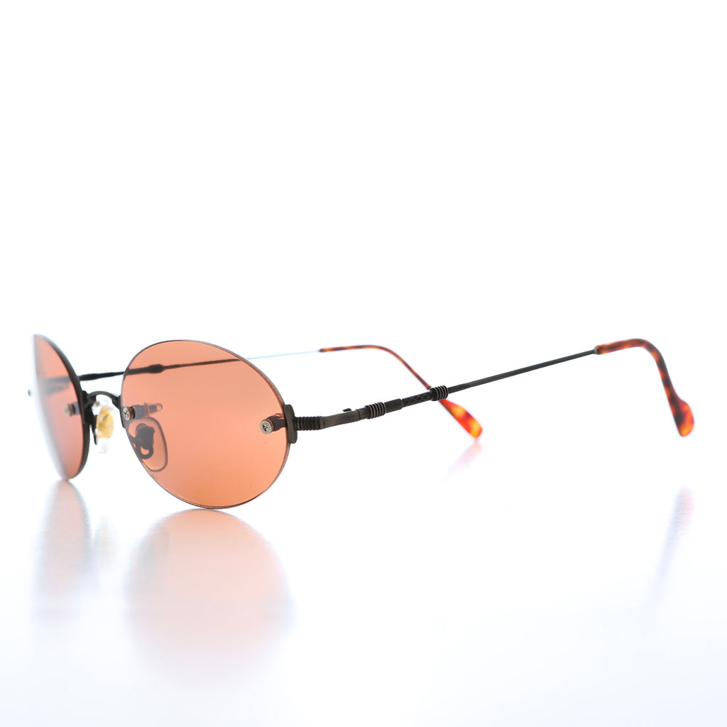 90s Rimless Oval Copper Lens Sunglass